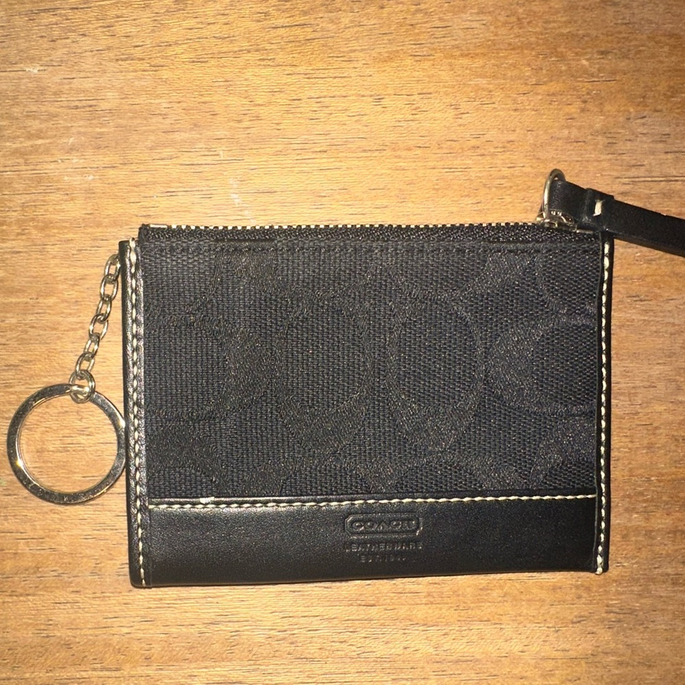 Coach Black Signature Keychain Wallet